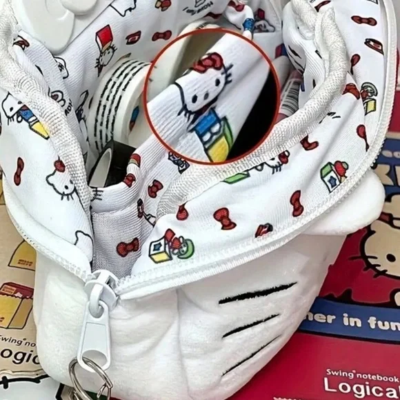 NEW| Sanrio Anime Hello Kitty Plush Large Capacity Cute Pencil Case - Picture 2 of 8